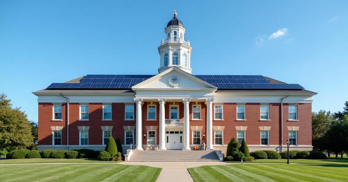 Solar farm with landscaped buffer zone and setbacks from property line