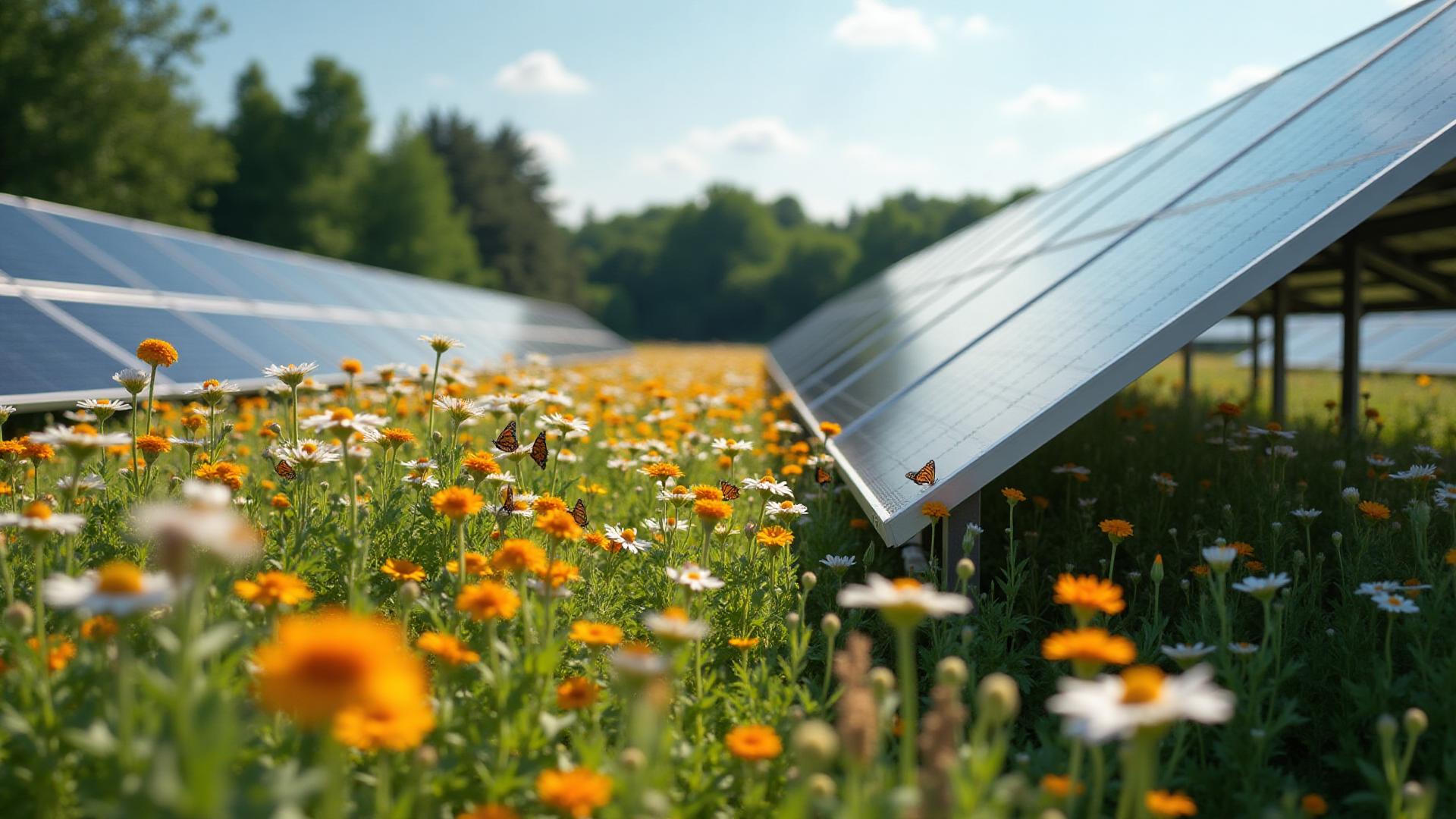 Pollinator habitat and wildlife thriving beneath solar panels in Maryland